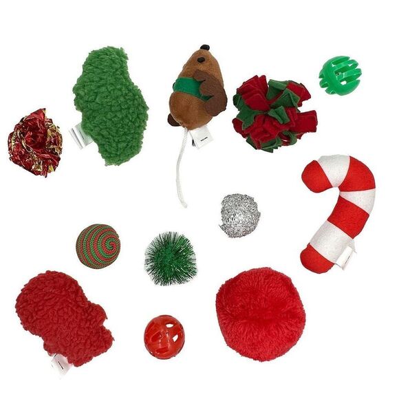 MEOW Christmas Cat Toy Advent Calendar 12-Piece Set Mouse Crinkle Ball NWT New - Picture 3 of 5